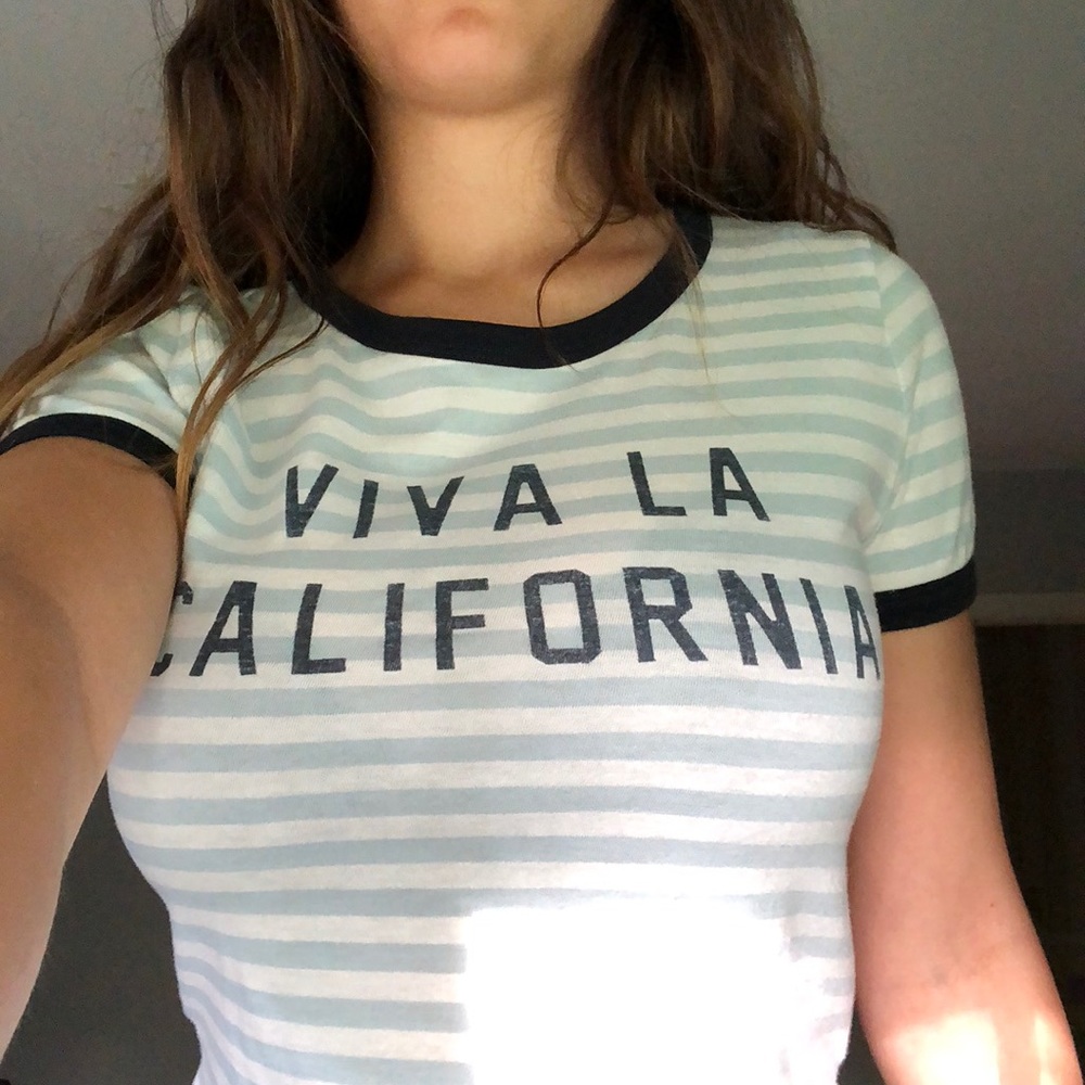 Cropped Hollister blue striped T-shirt